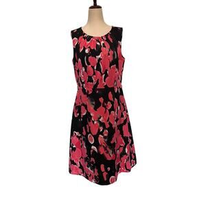Nipon Boutique FitNFlare Women Dress Sz 8 Pink Floral Sleeveless Career Cocktail